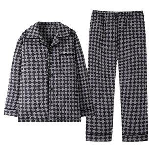 芬腾可安睡衣男士秋冬款三层加厚纯棉夹棉加棉保暖家居服冬季套装