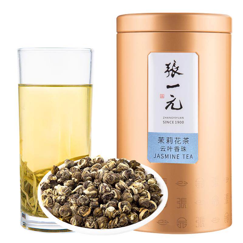 张一元茶叶特种茉莉花茶绣球浓香型茉莉龙珠云叶香珠150g罐装散装