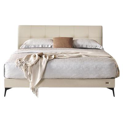 主卧婚床牛皮松木框架现代简约床