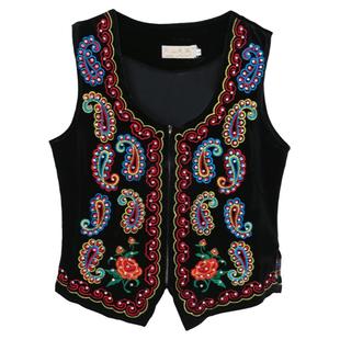 天山美翼舞蹈服民族风绣花金丝绒坎肩女士春秋冬新疆舞演出服马甲