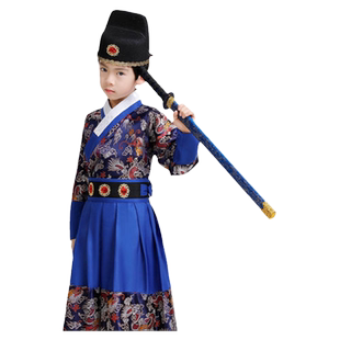 汉服男童儿童春季飞鱼服国潮风帅气锦衣卫岳飞明制明朝古装演出服