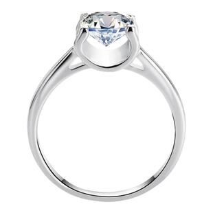 右手等待经典牛头一克拉莫桑钻戒指S925银镀金情侣对戒闭口戒指女