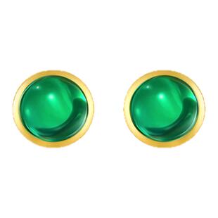 5G黄金耳钉足金999培育绿宝泡泡小耳饰时尚古法金耳针灯泡养耳棒