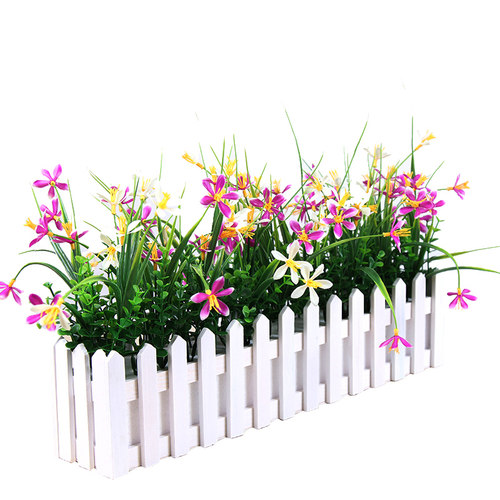 仿真花假花塑料花桌面墙角遮挡仿真绿植盆栽摆件蝴蝶兰栅栏花套装