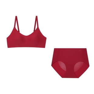 爱美丽马上有钱花红品文胸内裤套装女本命年马年限定无痕结婚内衣
