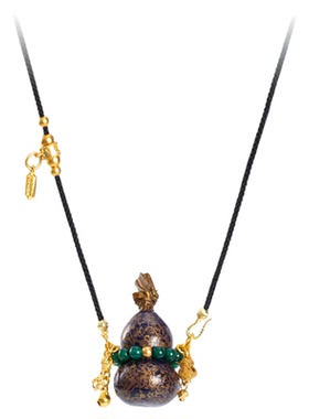 donguan冬官大漆紫色葫芦形吊坠毛衣项链送妈妈漆器复古朝元安