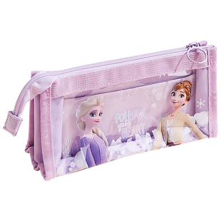 Disney迪士尼透明笔袋新款大容量双层可爱卡通三角铅笔袋小学生文具收纳袋设计感小众不撞款多功能文具盒笔盒