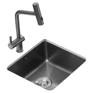 悍高吧台迷你圆形水槽小方槽家用304不锈钢纳米水槽洗菜盆洗碗池