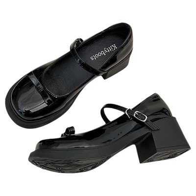 2025新款蝴蝶结棕色圆头英伦jk