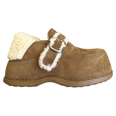 加绒厚底增高懒人毛毛鞋