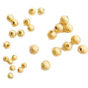 手工diy微钩24K包金色磨砂面14k光面圆珠子首饰品配件散珠保色金