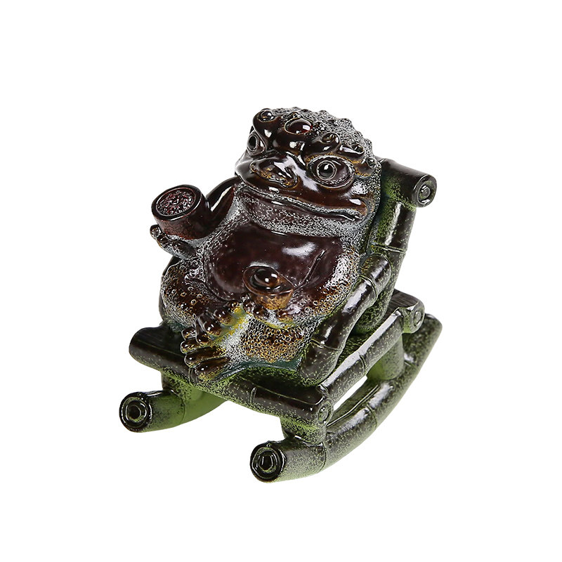 摇椅金蟾招财茶宠可养变色茶玩茶桌茶台茶盘装饰精品摆件茶具配件
