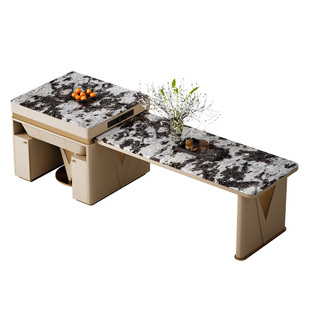 Mobeier 大理石岛台餐桌麻将机一体两用多功能全自动过山车麻将桌