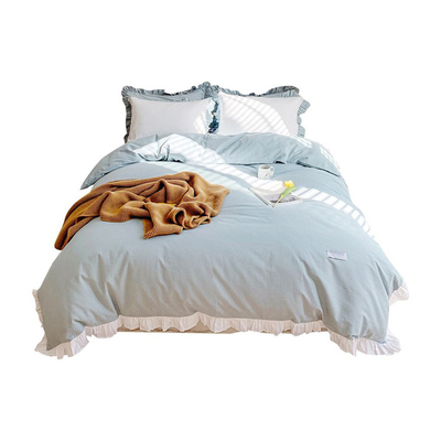 少女心奶油色纯棉四件套床裙款