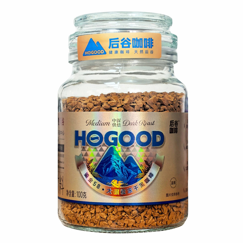 后谷咖啡鎏金大颗粒冻干100g/瓶 深度中深两种烘焙纯苦速溶咖啡