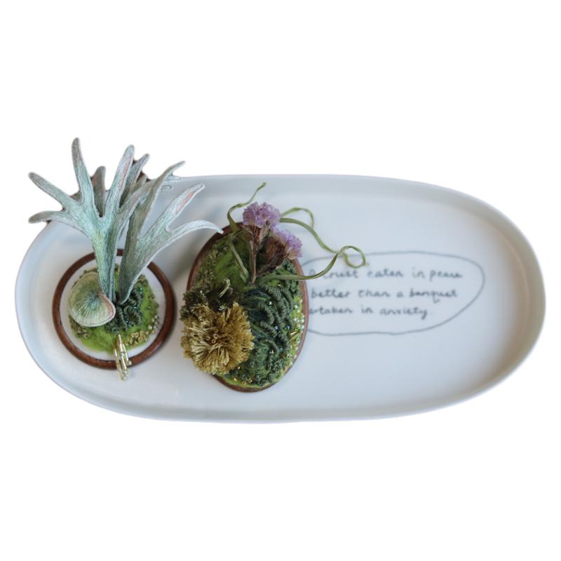 花暖苔藓插花绿植立体手工刺绣diy材料包实木车载香薰出风口胸针