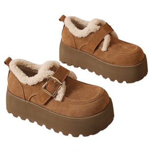 星期六厚底勃肯鞋女鞋冬季新款保暖棉鞋女士复古增高休闲运动鞋子
