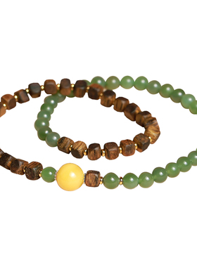 新疆和田玉碧玉沉香手串