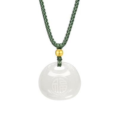 周大生和田玉吊坠女小胖福锁包