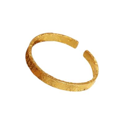 金包银开口吉言多宝手镯纯银足金古法工艺錾刻吉祥图案女轻奢锤纹