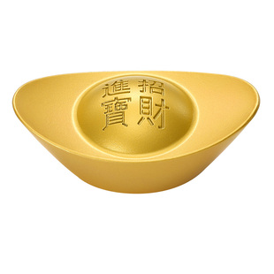 金元宝摆件招财实心纯黄铜道具财神客厅聚宝盆装饰品开业乔迁礼品