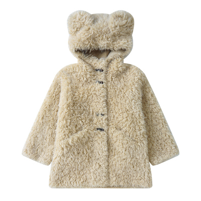 女童毛毛衣外套皮毛一体羊毛大衣