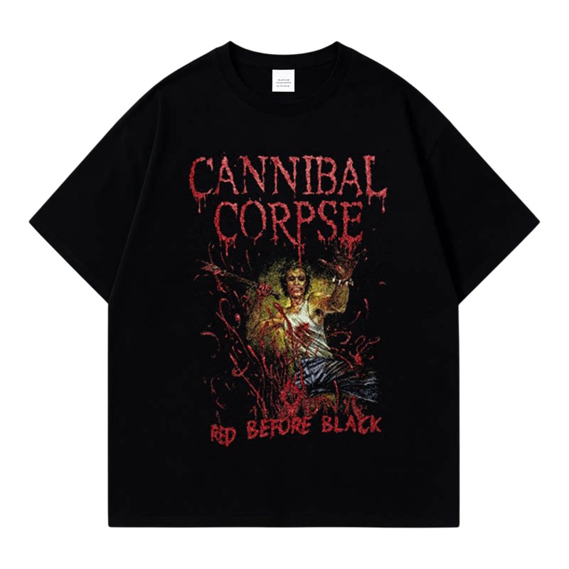 欧美死亡金属CANNIBAL CORPSE食人尸乐队印花男女款纯棉T恤短袖夏
