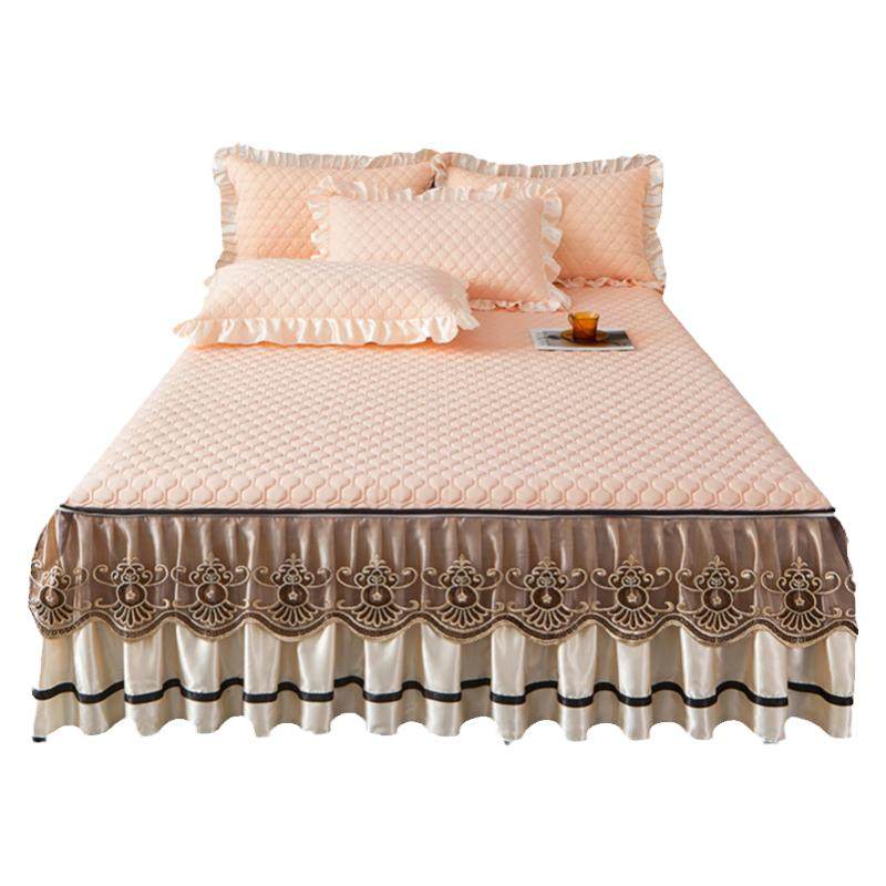 新款乳胶凉席三件套床裙款可拆卸空调席水洗冰丝席床单夏季软席子