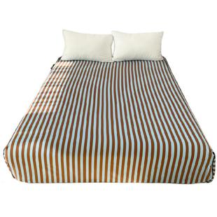 冰椰美式 蓝咖色条纹全棉床单床笠中古风深色系100棉单件被单亲肤