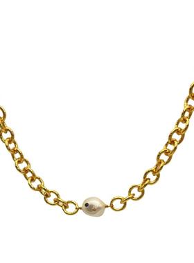 轻奢夸张仙气彩钻颈链巴洛克珍珠