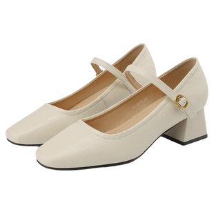 达芙妮单鞋女冬季2026新款粗跟法式玛丽珍女鞋高跟鞋女士皮鞋女鞋