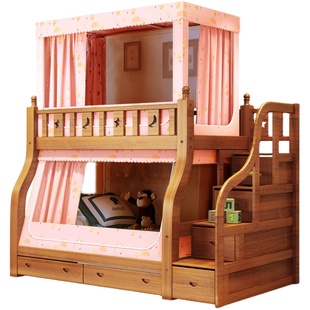 子母床蚊帐梯形上下床1.8下铺1.2遮光家用1米5双层书架8款1.5的35