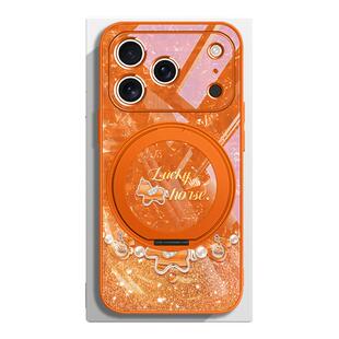 适用小米17promax磁吸带支架手机壳苹果16plus百福iphone15马年新款华为pura80闪粉mate70宝石福袋14支点壳13