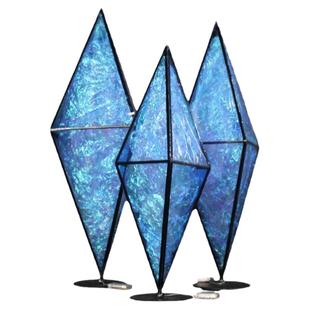 新款婚庆道具铁艺几何蓝色大钻石路引装饰布置发光宝石灯婚礼摆件