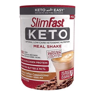 美国直邮SlimFast 奶油卡布奇诺咖啡 生酮餐替代奶昔粉代餐粉377g