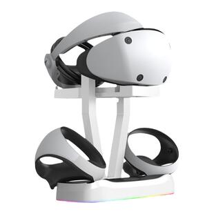 适用于PS5 VR2手柄控制器充电底座PSVR2双手柄充电桌面收纳支架炫彩RGB显示灯手柄座充收纳VR眼镜周边配件