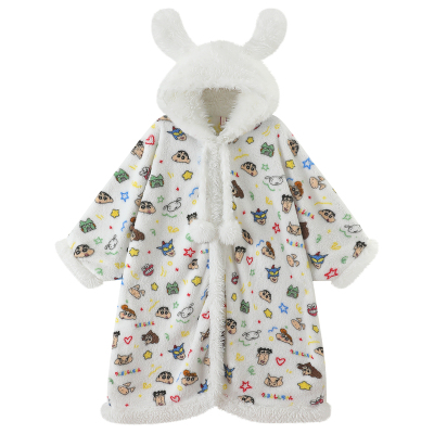 蜡笔小新斗篷睡袍女秋冬季珊瑚绒