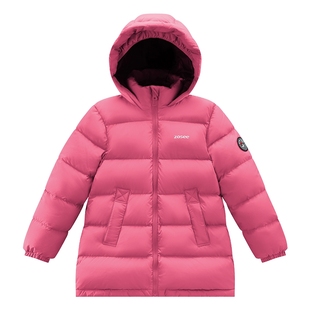 左西女童羽绒服中长款冬季加厚保暖2025新款儿童三防连帽外套冬装