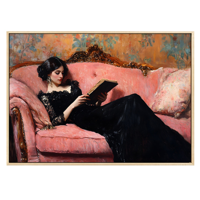 读书女孩抽象人物沙发装饰画