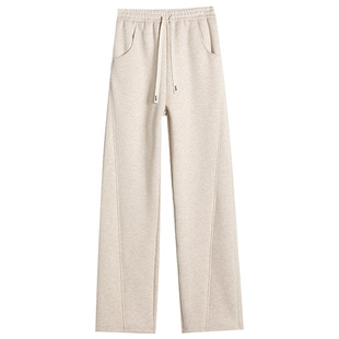 【一条过冬】白色毛呢阔腿裤女冬季棉裤羊羔绒裤子冬加厚加绒卫裤