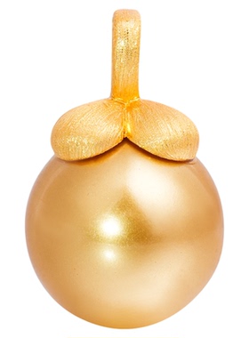 VISING珠宝金色贝壳珠贝珠【柿柿如意】拉丝黄金色吊坠S925