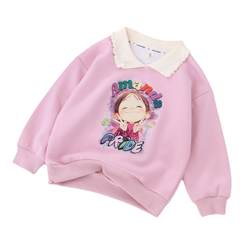 labubu儿童衣服冬2025新款女孩POLO领加绒卫衣女童春秋装卡皮巴拉