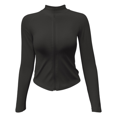 蓝小可黑色立领长袖瑜伽服外套运动上衣修身健身服女学生收腰新款