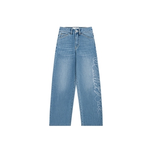 【李希侃同款】CalledBack2026春夏牛仔裤女新款宽松烫钻水洗裤子