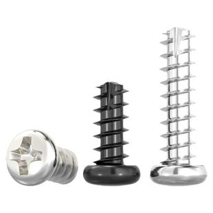 PT 镀镍/黑锌/304不锈钢圆头十字割尾自攻螺丝盘头平尾螺钉M2M3M4