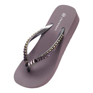 Stevesam2025夏新款水钻厚底人字拖女坡跟外穿防滑轻便夹脚凉拖鞋