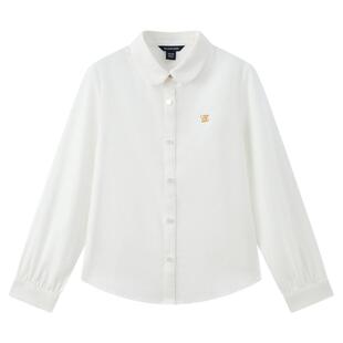 eland kids衣恋童装女童衬衫2025年秋季新品娃娃领刺绣长袖上衣