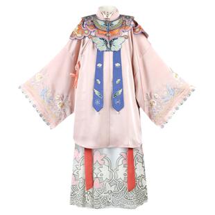 本格原创改良汉服女童装竖领对襟长衫云肩明制儿童汉服春秋装套装