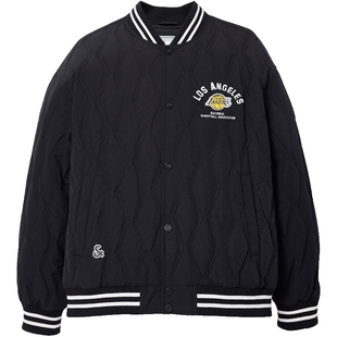 杰克琼斯NBA联名洛杉矶湖人队男装羽绒服秋冬新款贴布棒球领上衣