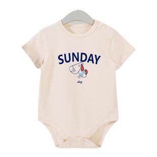 无骨缝新生婴儿包屁衣短袖连体睡衣纯棉宝宝夏季哈衣100码护肚薄